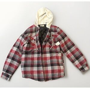 Wrangler Authentics NWT Men’s Quilted Flannel Shirt Jacket Medium Red Plaid